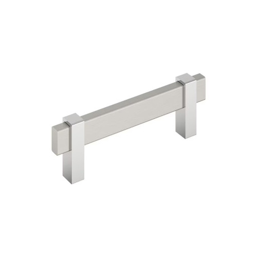 Amerock Hardware - Mulino 3-3/4 inch (96mm) Center-to-Center Pull is finished in Satin Nickel/Polished Chrome - BP36723G1026