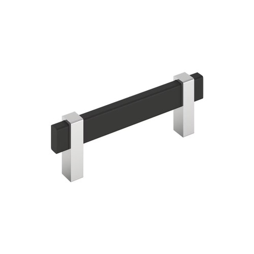 Amerock Hardware - Mulino 3-3/4 inch (96mm) Center-to-Center Pull is finished in Matte Black/Polished Chrome - BP36723MB26