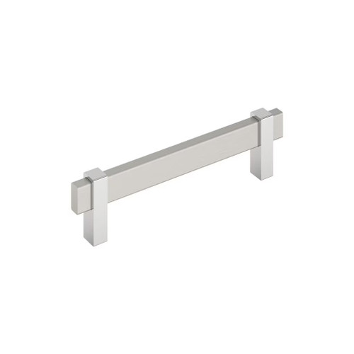 Amerock Hardware - Mulino 5-1/16 inch (128mm) Center-to-Center Pull is finished in Satin Nickel/Polished Chrome - BP36724G1026