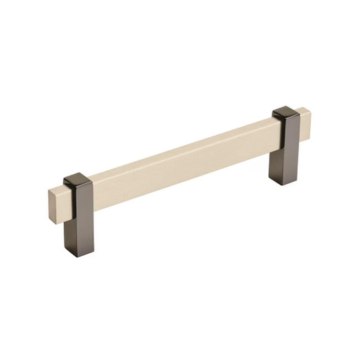 Amerock Hardware - Mulino 5-1/16 inch (128mm) Center-to-Center Pull is finished in Silver Champagne/Black Nickel - BP36724SCBN