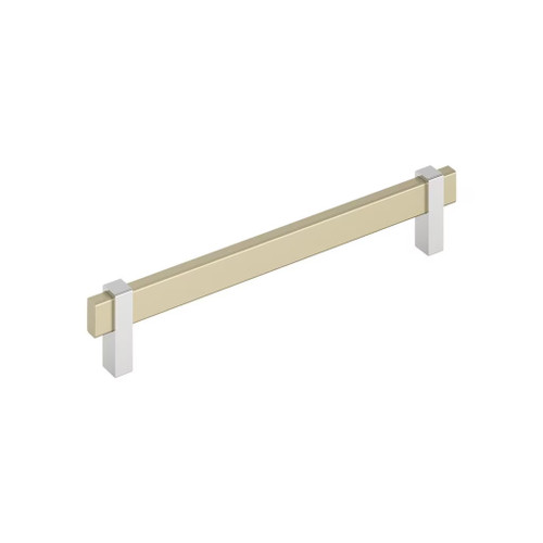 Amerock Hardware - Mulino 7-9/16 inch (192mm) Center-to-Center Pull is finished in Golden Champagne/Polished Chrome - BP36725BBZ26