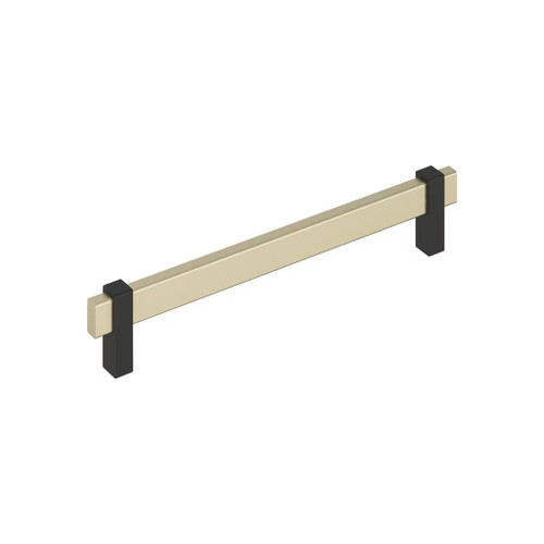 Amerock Hardware - Mulino 7-9/16 inch (192mm) Center-to-Center Pull is finished in Golden Champagne/Matte Black - BP36725BBZMB