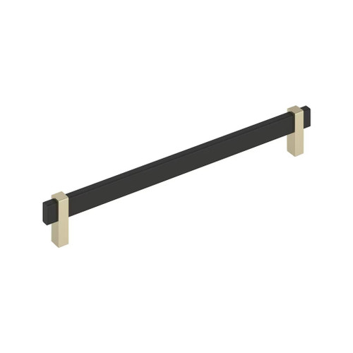 Amerock Hardware - Mulino 10-1/16 inch (256mm) Center-to-Center Pull is finished in Matte Black/Golden Champagne - BP36726MBBBZ