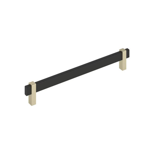 Amerock Hardware - Mulino 6-5/16 inch (160mm) Center-to-Center Pull is finished in Matte Black/Golden Champagne - BP36728MBBBZ