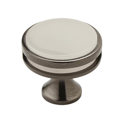 Amerock Hardware - Oberon 1-3/8 inch (35mm) Diameter Knob is finished in Matte Black/Frosted Acrylic - BP36608MBFA