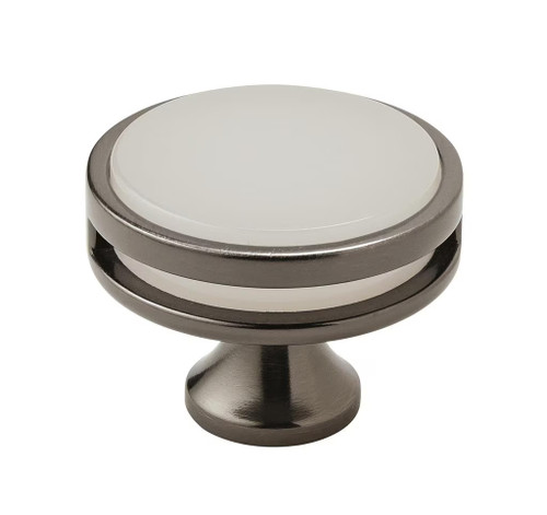 Amerock Hardware - Oberon 1-3/8 inch (35mm) Diameter Knob is finished in Gunmetal/Frosted Acrylic - BP36609GMFA