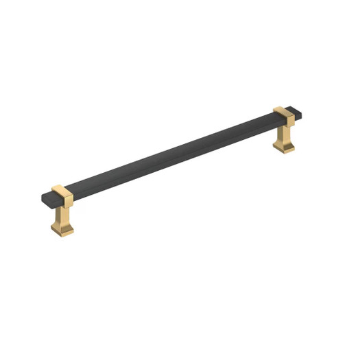 Amerock Hardware - Overton 12 inch (305mm) Center-to-Center Appliance Pull is finished in Brushed Matte Black/Champagne Bronze - BP37084BMBCZ