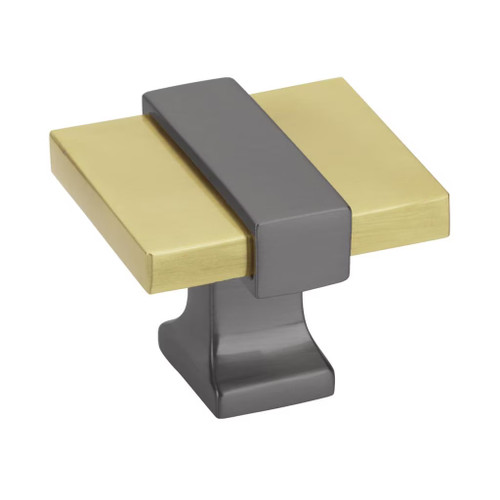 Amerock Hardware - Overton 1-3/8 inch (35mm) Length Knob is finished in Brushed Gold/Black Chrome - BP36680BGLBCR