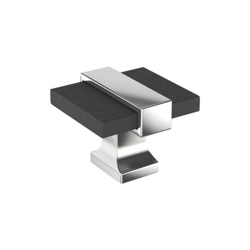 Amerock Hardware - Overton 1-3/8 inch (35mm) Length Knob is finished in Brushed Matte Black/Polished Chrome - BP36680BMB26