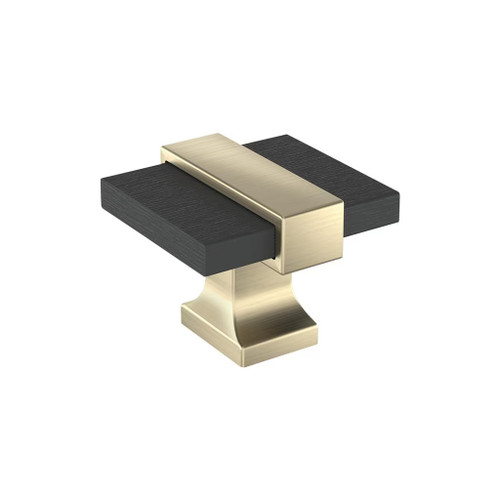 Amerock Hardware - Overton 1-3/8 inch (35mm) Length Knob is finished in Brushed Matte Black/Golden Champagne - BP36680BMBBBZ