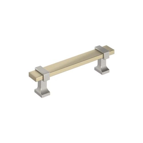 Amerock Hardware - Overton 3-3/4 inch (96mm) Center-to-Center Pull is finished in Golden Champagne/Satin Nickel - BP36681BBZG10