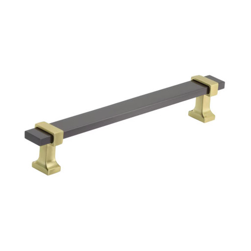 Amerock Hardware - Overton 6-5/16 inch (160mm) Center-to-Center Pull is finished in Black Chrome/Brushed Gold - BP36683BCRBGL