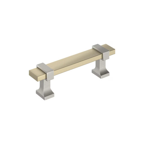 Amerock Hardware - Overton 3 inch (76mm) Center-to-Center Pull is finished in Golden Champagne/Satin Nickel - BP37080BBZG10