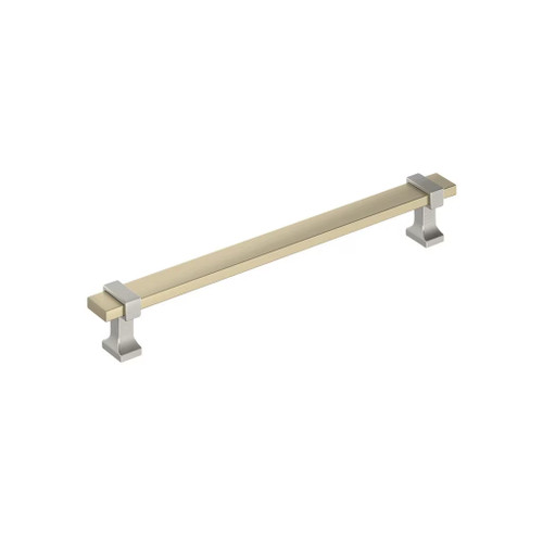 Amerock Hardware - Overton 7-9/16 inch (192mm) Center-to-Center Pull is finished in Golden Champagne/Satin Nickel - BP37081BBZG10