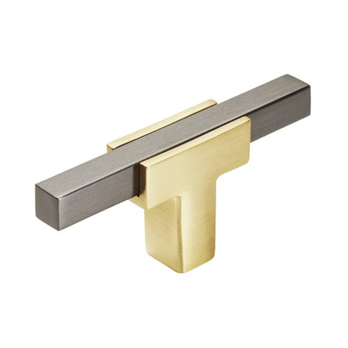 Amerock Hardware - Urbanite 2-3/4 inch (70mm) Length Knob is finished in Brushed Gold/Black Chrome - BP67BGLBCR