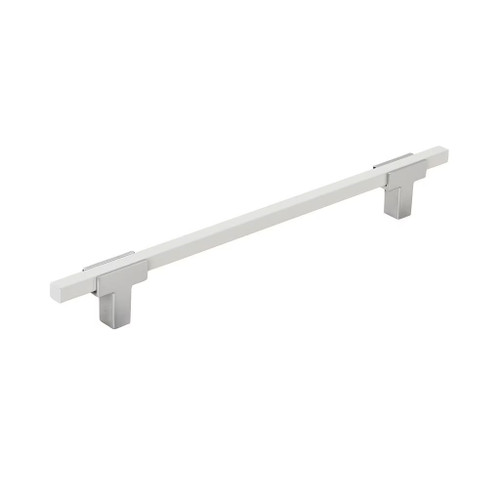 Amerock Hardware - Urbanite 7-9/16 inch (192mm) Center-to-Center Pull is finished in Polished Chrome/White - BP77819226WHT