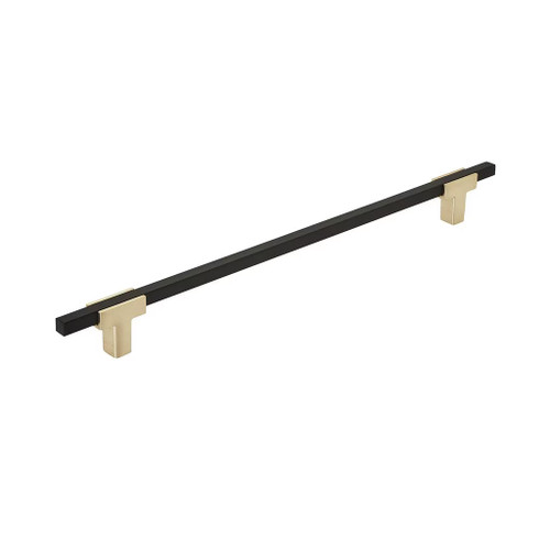 Amerock Hardware - Urbanite 10-1/16 inch (256mm) Center-to-Center Pull is finished in Brushed Gold/Matte Black - BP778256BGLMB