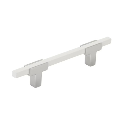 Amerock Hardware - Urbanite 3-3/4 inch (96mm) Center-to-Center Pull is finished in Polished Chrome/White - BP7789626WHT