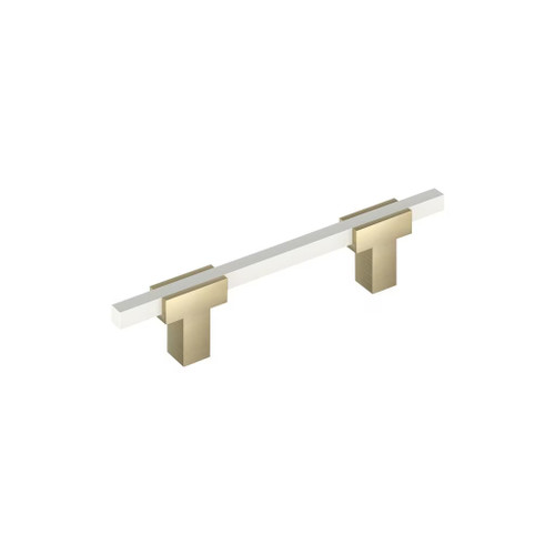 Amerock Hardware - Urbanite 3-3/4 inch (96mm) Center-to-Center Pull is finished in Golden Champagne/White - BP77896BBZWHT
