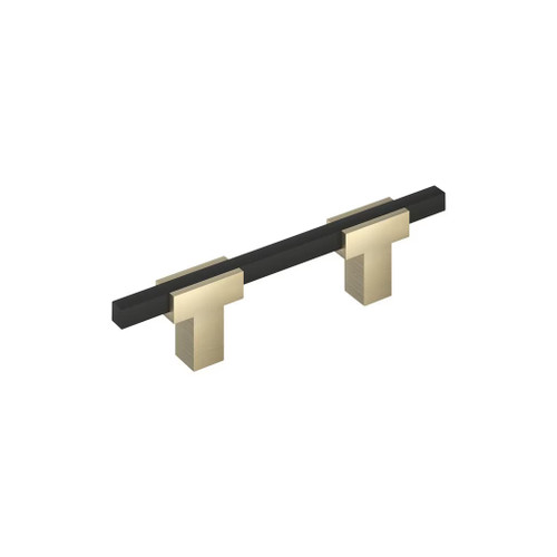 Amerock Hardware - Urbanite 3 inch (76mm) Center-to-Center Pull is finished in Golden Champagne/Matte Black - BP77898BBZMB