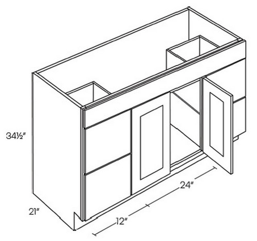 CNC Cabinetry Luxor Espresso Bath Cabinet - V4821DD - 5 Panel Drawer