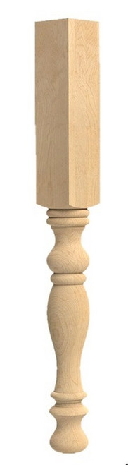English Country Island Column with Foot Hard Maple 3.75" SQ. X 35.25" H