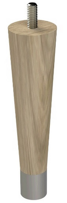 6" Round Tapered Leg with 1" Brushed Aluminum Ferrule Ash 1.5" Diam. X 6" H