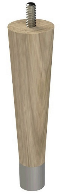 6" Round Tapered Leg with bolt & 1" Brushed Aluminum Ferrule Ash with Semi-Gloss Clear Coat Finish 1.5" Diam. X 6" H