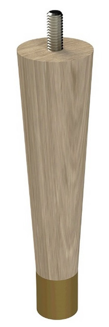 6" Round Tapered Leg with bolt & 1" Satin Brass Ferrule Ash with Semi-Gloss Clear Coat Finish 1.5" Diam. X 6" H