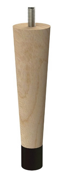 6" Round Tapered Leg with 1" Satin Brass Ferrule Hardwood 1.5" Diam. X 6" H