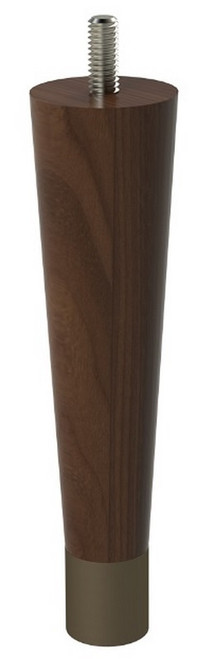 6" Round Tapered Leg with bolt & 1" Warm Bronze Ferrule Walnut with Semi-Gloss Clear Coat Finish 1.5" Diam. X 6" H