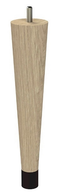 9" Round Tapered Leg with bolt & 1" Wrought Iron Ferrule Ash with Semi-Gloss Clear Coat Finish 1.87" Diam. X 9" H