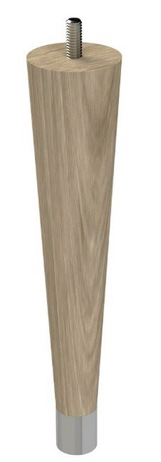 9" Round Tapered Leg with 1" Chrome Ferrule White Oak 1.87" Diam. X 9"