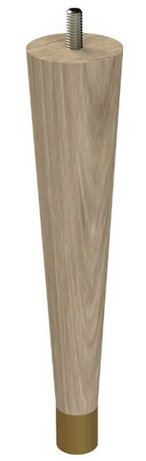 9" Round Tapered Leg with bolt & 1" Satin Brass Ferrule White Oak with Semi-Gloss Clear Coat Finish 1.87" Diam. X 9" H