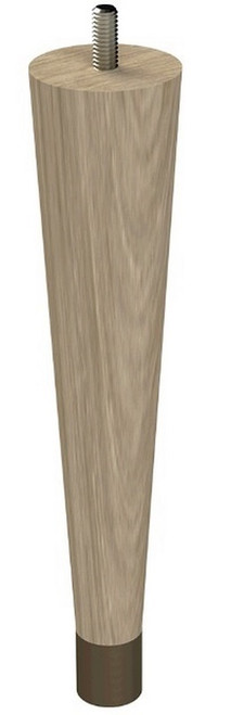 9" Round Tapered Leg with bolt & 1" Warm Bronze Ferrule White Oak with Semi-Gloss Clear Coat Finish 1.87" Diam. X 9" H