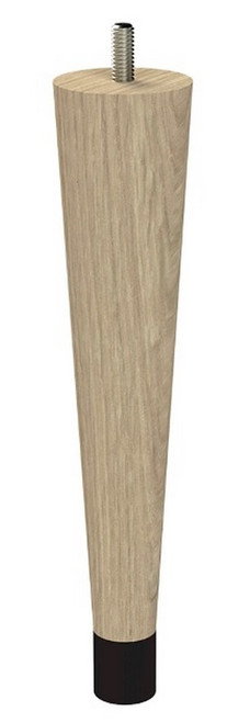 9" Round Tapered Leg with 1" Wrought Iron Ferrule White Oak 1.87" Diam. X 9"