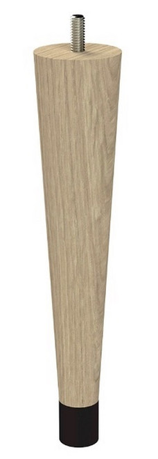 9" Round Tapered Leg with bolt & 1" Wrought Iron Ferrule White Oak with Semi-Gloss Clear Coat Finish 1.87" Diam. X 9" H