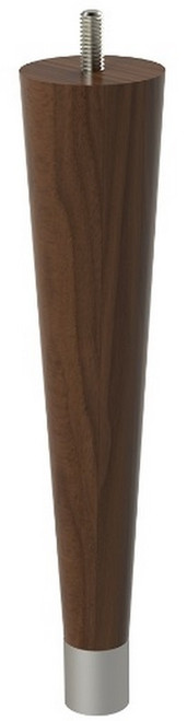 9" Round Tapered Leg with 1" Brushed Aluminum Ferrule Walnut 1.87" Diam. X 9"