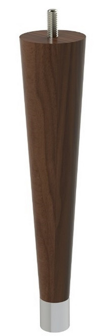 9" Round Tapered Leg with bolt & 1" Chrome Ferrule Walnut with Semi-Gloss Clear Coat Finish 1.87" Diam. X 9" H