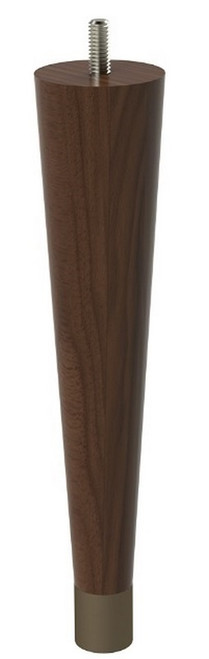 9" Round Tapered Leg with bolt & 1" Warm Bronze Ferrule Walnut with Semi-Gloss Clear Coat Finish 1.87" Diam. X 9" H