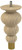 6" Tipt Toe Bun Foot with 1" Satin Brass Ferrule Hardwood 2.75" Diam x 6" H