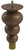 6" Tipt Toe Bun Foot with 1" Satin Brass Ferrule Walnut 2.75" Diam x 6" H