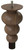 6" Tipt Toe Bun Foot with 1" Wrought Iron Ferrule Walnut 2.75" Diam x 6" H