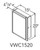 Aristokraft Cabinetry Select Series Benton Birch Paint Vanity Wall Cabinet VWC1520R Hinged Right