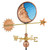 Good Directions - Stained Glass Moon Weathervane - Pure Copper - 678P