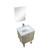 Lexora -  Lancy 24" Rustic Acacia Bathroom Vanity - White Quartz Top - White Square Sink - Labaro Brushed Nickel Faucet Set -  18" Frameless Mirror - LLC24SKSOSM18FBN
