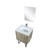 Lexora -  Lancy 24" Rustic Acacia Bathroom Vanity - White Quartz Top - White Square Sink - Labaro Rose Gold Faucet Set -  18" Frameless Mirror - LLC24SKSOSM18FRG