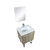 Lexora -  Lancy 24" Rustic Acacia Bathroom Vanity - White Quartz Top - White Square Sink - Balzani Gun Metal Faucet Set -  18" Frameless Mirror - LLC24SKSOSM18FGM