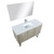 Lexora -  Lancy 48" Rustic Acacia Bathroom Vanity - White Quartz Top - White Square Sink - Labaro Rose Gold Faucet Set -  43" Frameless Mirror - LLC48SKSOSM43FRG