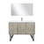 Lexora -  Lancy 48" Rustic Acacia Bathroom Vanity - White Quartz Top - White Square Sink - Balzani Gun Metal Faucet Set -  43" Frameless Mirror - LLC48SKSOSM43FGM